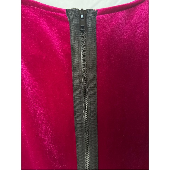 NWT Wild Fable Fuchsia Velvet Dress | Magenta Surplice Wrap V-Neck Fitted Mini - Picture 8 of 10